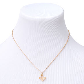 Butterfly Birthstone 16&quot; Gold Pendant Necklace - October,