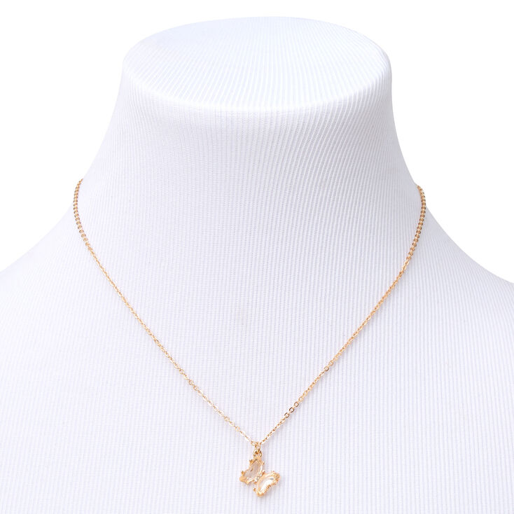 Butterfly Birthstone 16&quot; Gold Pendant Necklace - February,