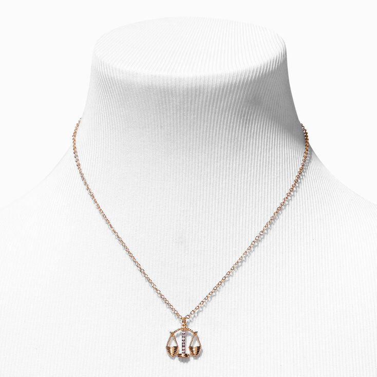 Gold Zodiac Symbol Pendant Necklace - Libra,