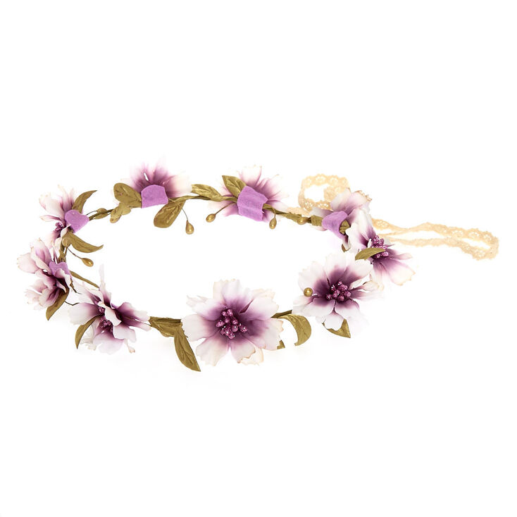 Purple Glitter Flower Crown,