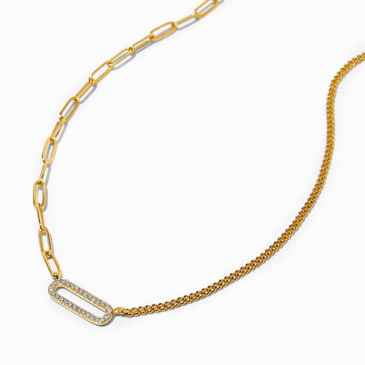 Icing Select 18k Gold Plated Embellished Paperclip &amp; Woven Chain Necklace,