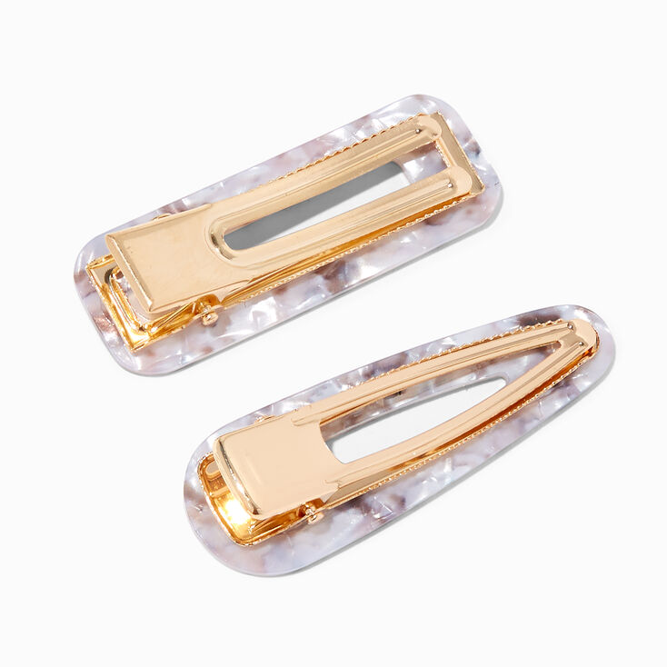 Pearlized Tortoiseshell Hair Clips - 2 Pack/Silver,