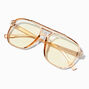 Solar Blue Light Reducing Aviator Clear Lens Frames - Light Brown,