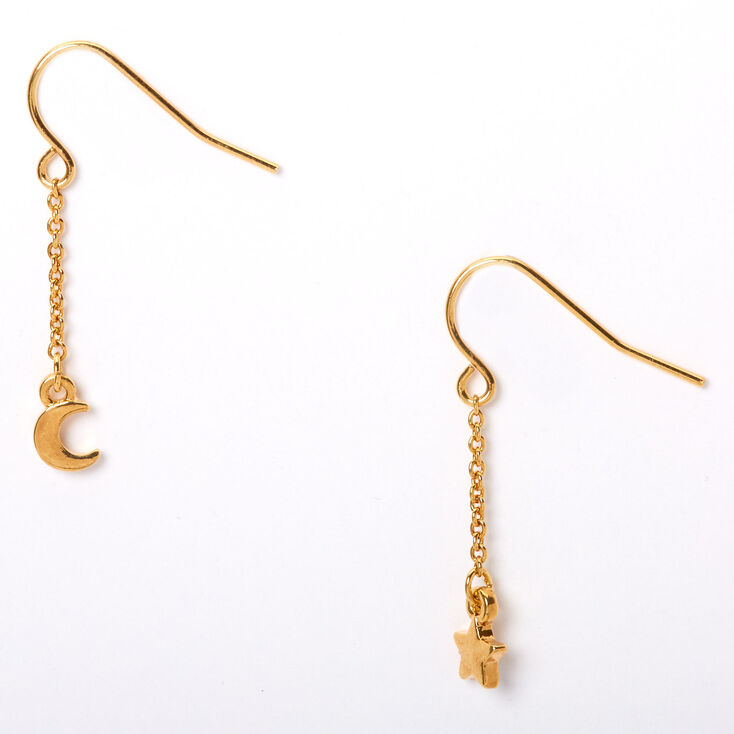 18kt Gold Plated 1" Celestial Drop Earrings,