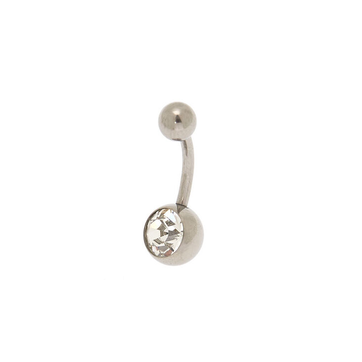 Titanium 14G Stone Belly Bar,