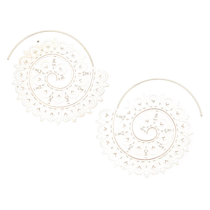 Silver 50MM Filigree Swirl Hoop Earrings,