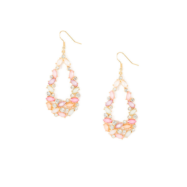 Glitter Stone Marquis & Crystal Teardrop Drop Earrings,