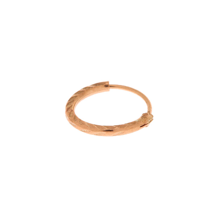 Rose Gold Sterling Silver 22G Textured Cartilage Hoop Earring,