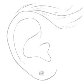 14kt White Gold 5mm CZ Studs Ear Piercing Kit with Ear Care Solution,