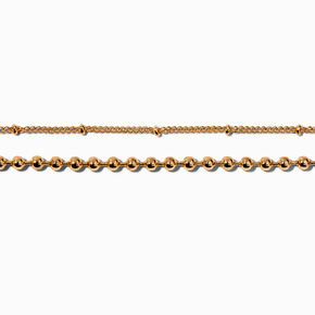 Gold-tone Ball Chain Anklets - 2 Pack,