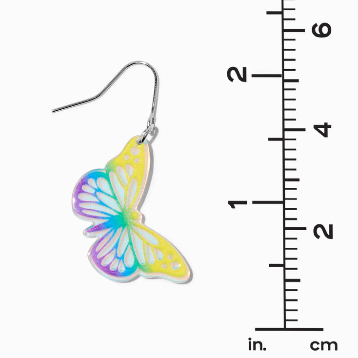 Rainbow Butterfly Acrylic 1&quot; Drop Earrings,