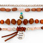 Love, Faith, YOLO Beaded Stretch Bracelets - Brown, 4 Pack,