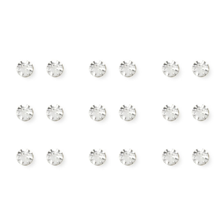 3MM Bezel Set Crystal Studs Set of 9,