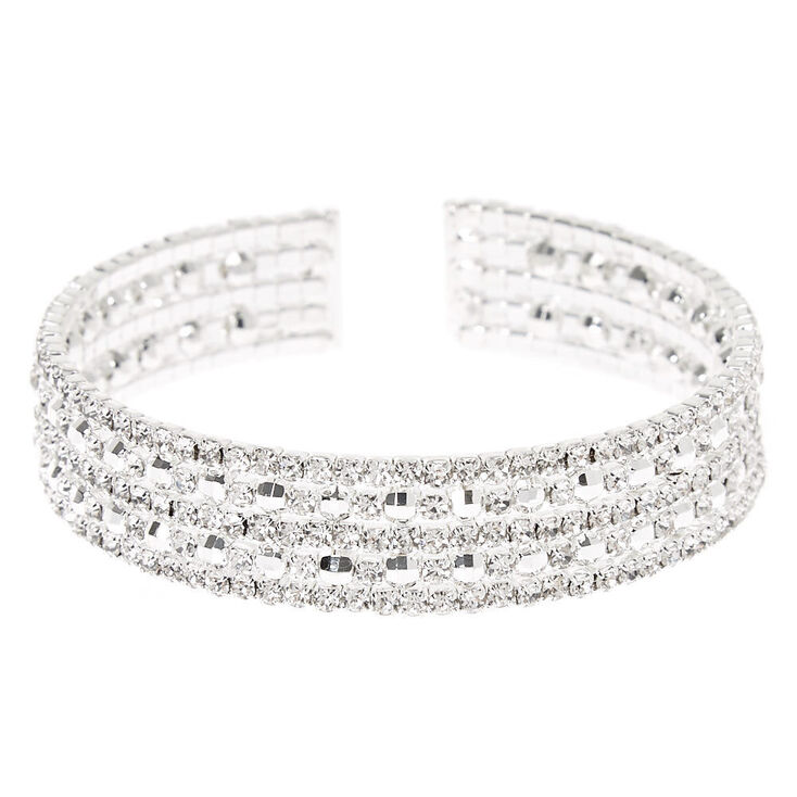 Silver Rhinestone Cuff Bracelet,