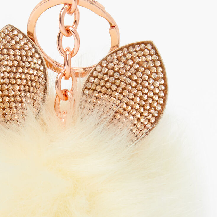 Gold Pom Pom Cat Keyring - Ivory,