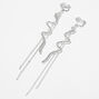 Silver 3&quot; Crystal Snake Clip-On Drop Earrings,