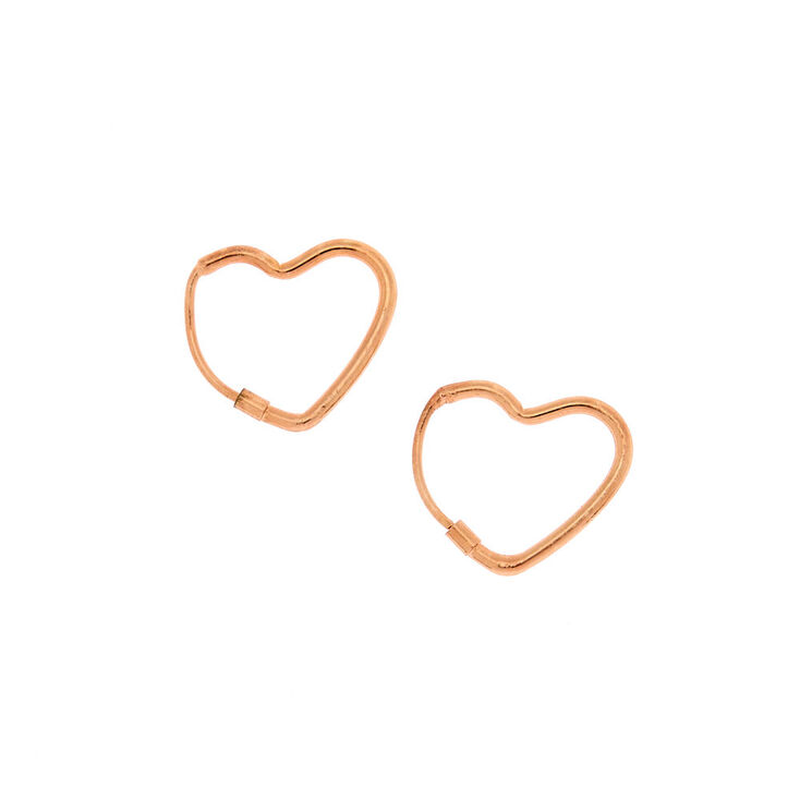 Rose Gold 15MM Heart Hoop Earrings,