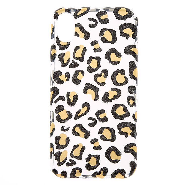 Black & Gold Glitter Leopard Phone Case - Fits iPhone XR,