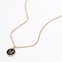 Gold Enamel Initial Pendant Necklace - Black, M,