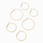 Gold Graduated Textured Hinge Hoop Earrings - 3 Pack,