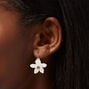 White Flower 1&quot; Gold Drop Earrings,