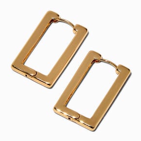 Gold-tone Rectangular Clicker Hoop Earrings,