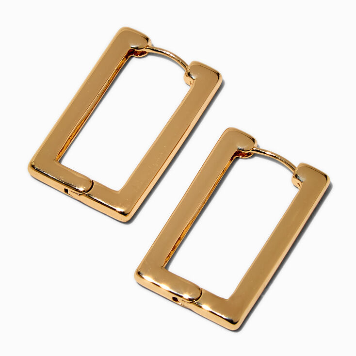 Gold-tone Rectangular Clicker Hoop Earrings,