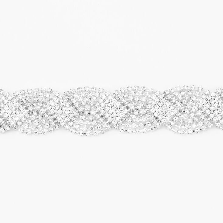 Silver Rhinestone Braided Chain Bracelet,