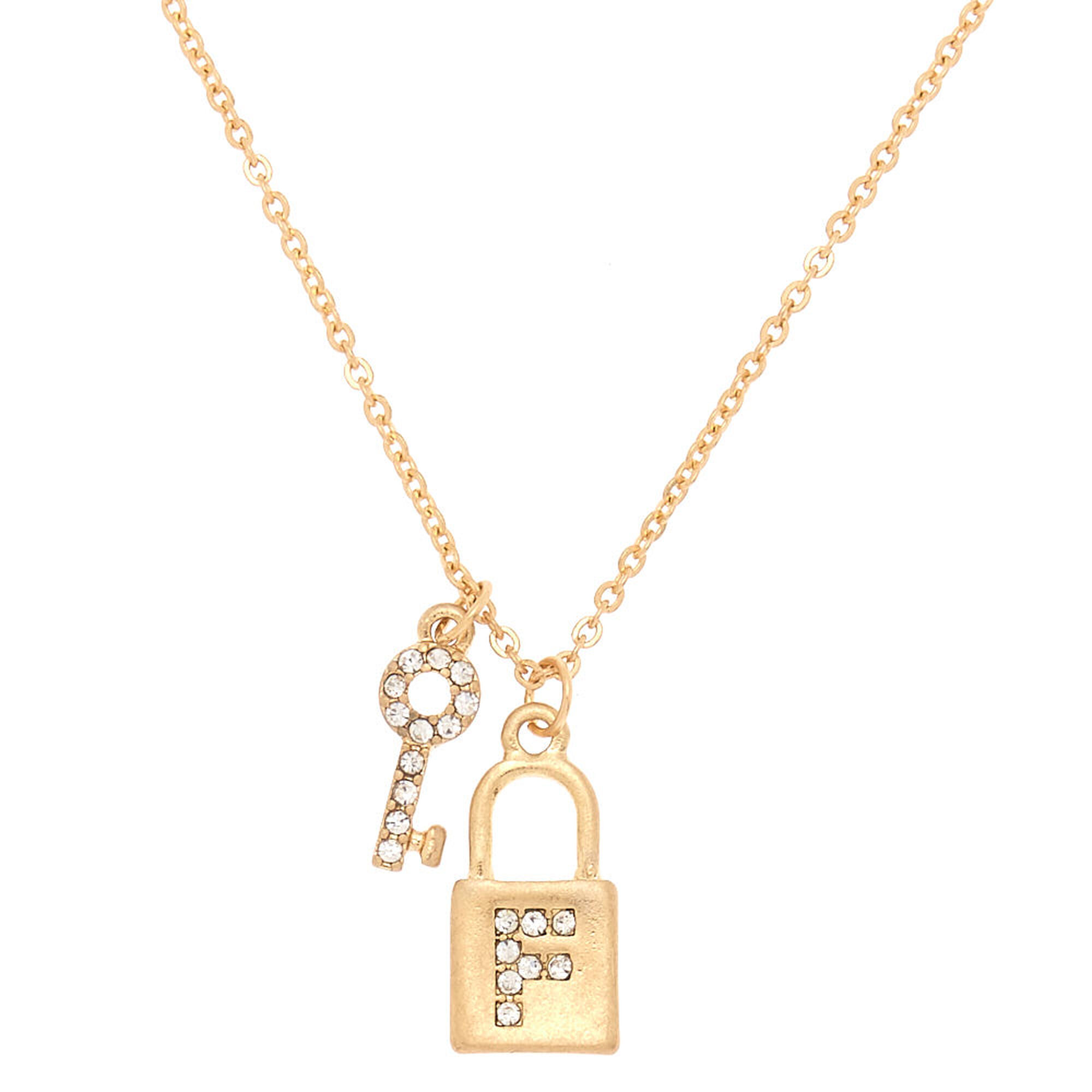 Gold Lock Key Initial Pendant Necklace F Icing Us