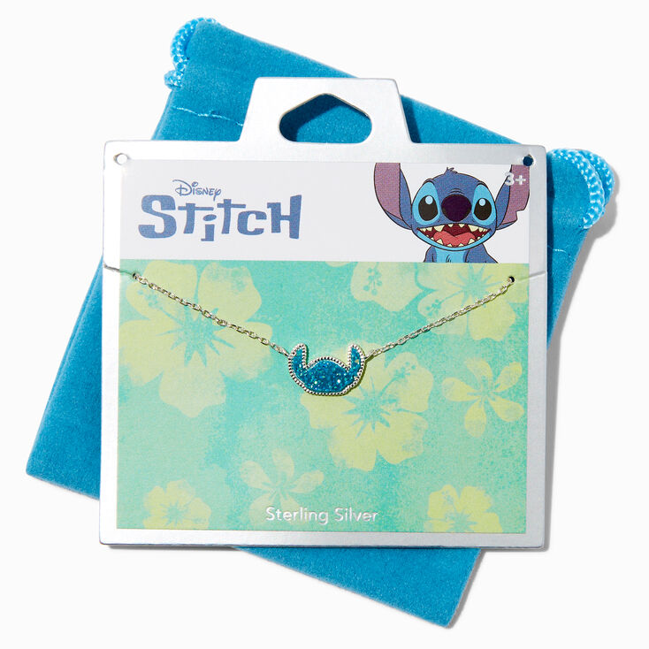 Disney Stitch Sterling Silver Druzy Pendant Necklace,