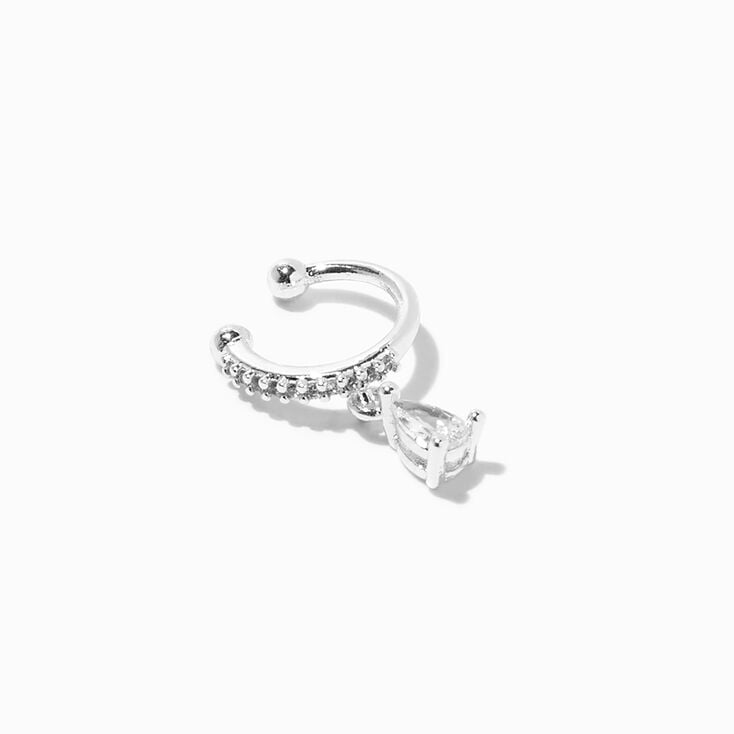 Silver Cubic Zirconoa Teardrop Ear Cuff,