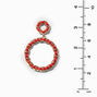 Red Threaded Open Hoop 2&quot; Drop Earrings,