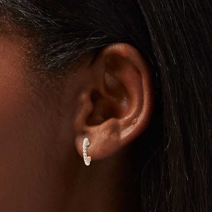 Gold Crystal Hoop &amp; Pearl Stud Earrings - 6 Pack,