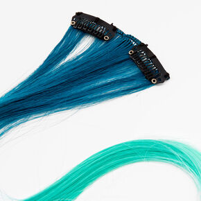 Ombre Faux Hair Clip In Extensions - Blue, 2 Pack,