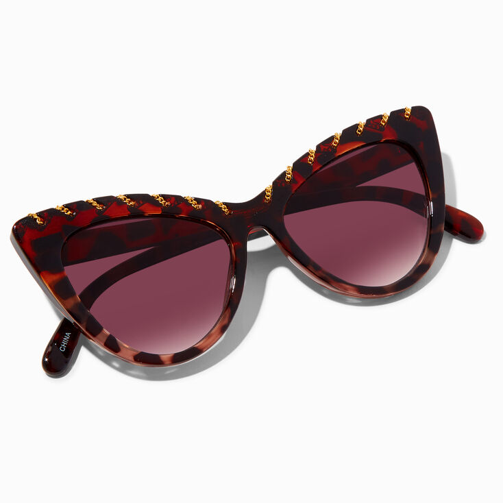 Gold Chain Tortoiseshell Cat Eye Sunglasses,
