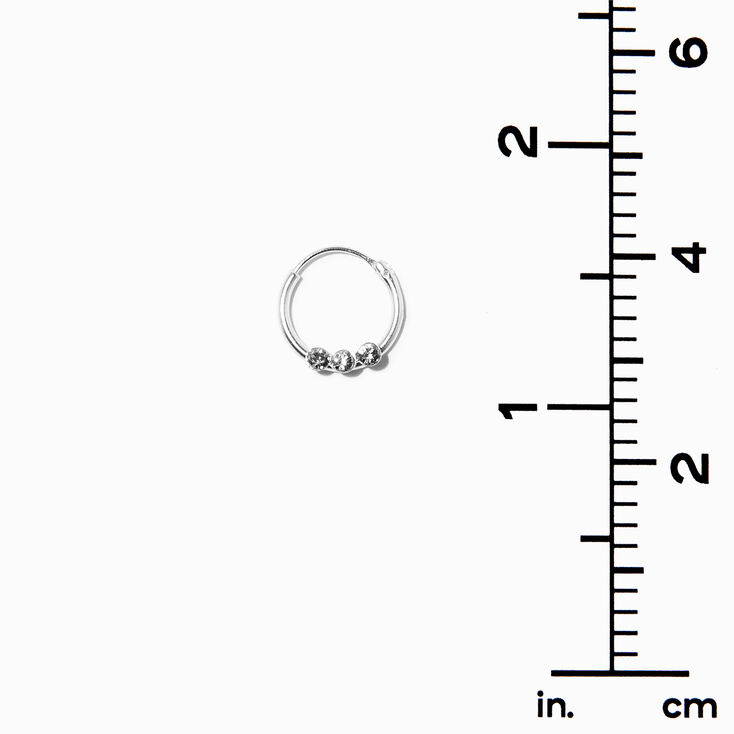 Silver 22G Crystal Trio Cartilage Clicker Earring,