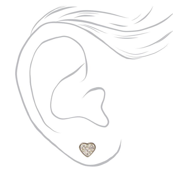 Titanium Crystal Heart Stud Earrings,