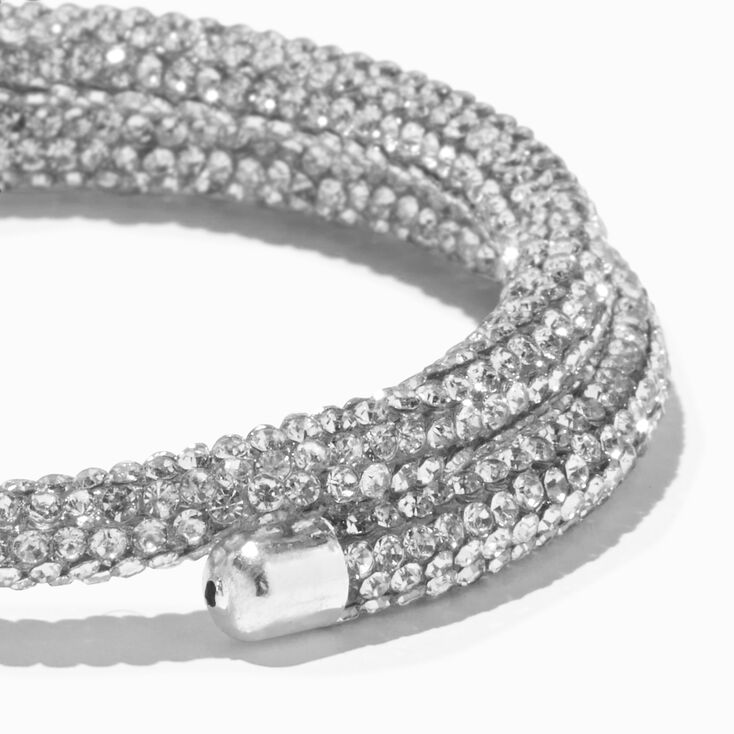 Silver-tone Pav&eacute; Crystal Coil Wrap Bracelet,