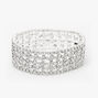 Silver Rhinestone Wide Cuff Stretch Bracelet,