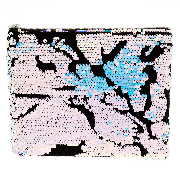 Velvet Reversible Sequin Makeup Pouch - Purple,