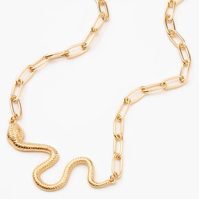 Gold Snake Chunky Chain Statement Necklace,