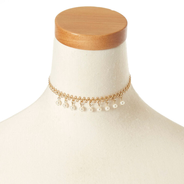 Gold-Tone & Faux Pearl Wrap Choker Necklace,