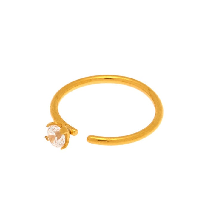 18ct Gold Plated Cubic Zirconia 20G Nose Ring,