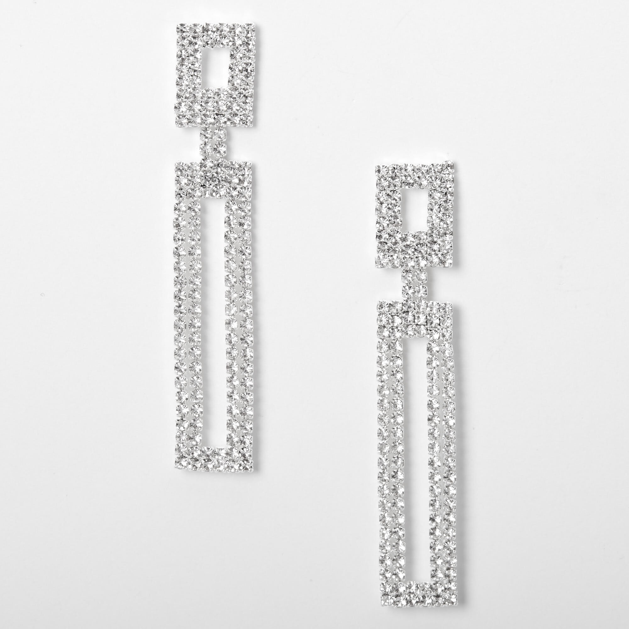 Rhinestone sales long earrings
