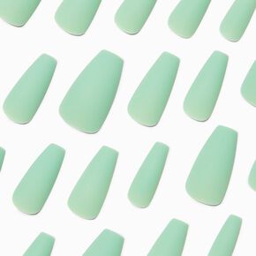 Matte Mint Green Squareletto Vegan Faux Nail Set - 24 Pack,