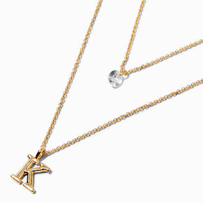 Bridesmaid Multi Strand Initial Pendant Necklace - K,