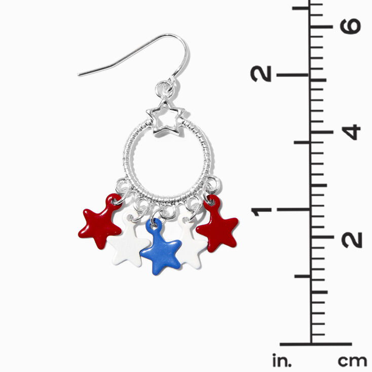 Red, White, &amp; Blue Star Charms 1.25&quot; Drop Earrings,