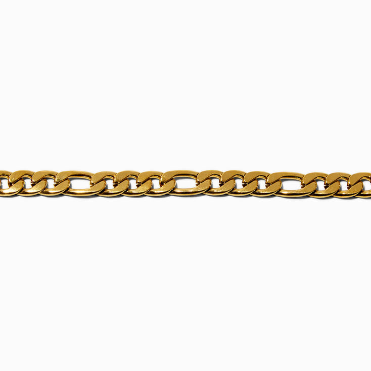 Gold-tone Stainless Steel 6MM Figaro Chain Bracelet,
