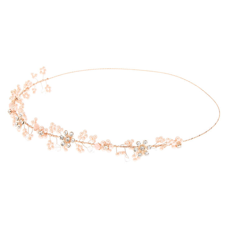 Rose Gold Pearl Flower Crown Headwrap,
