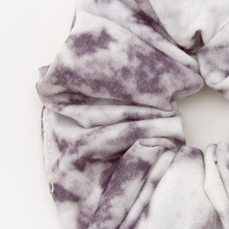 Medium Gray &amp; White Tie Dye Hair Scrunchie,